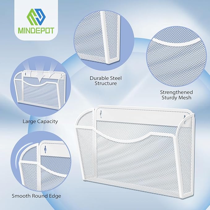 MINDEPOT Wall File Organizer, Hanging Wall Mounted File Folder Binder Holder - Image 3