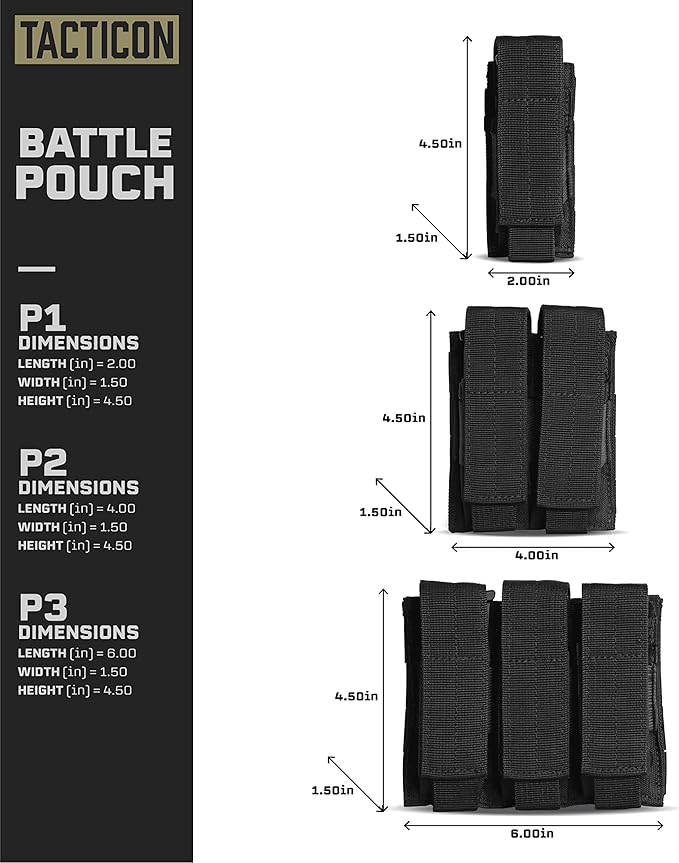 Tacticon P1 P2 P3 BattlePouch | Universal Pistol Mag Pouch | Combat Veteran - Image 4