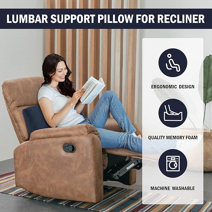 HOMBYS Lumbar Support Pillow for Recliner Chair, Memory Foam Back Support - Image 2