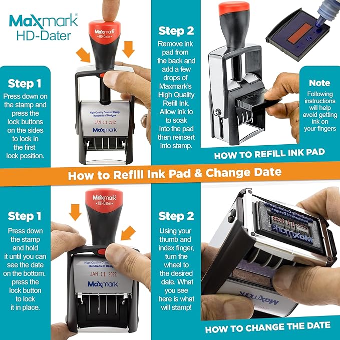 MaxMark Heavy Duty Self Inking Date Stamp - Image 6