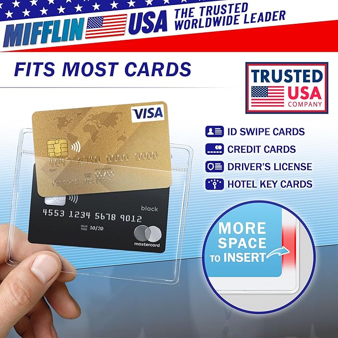 Mifflin-USA Card Protector Quick Load Horizontal No Zipper Name ID Badge Holder - Image 4