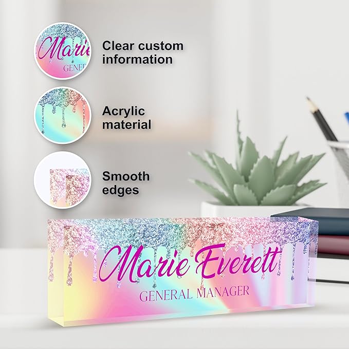 Personalized Name Plate for Desk, Custom Desk Name Plate, Acrylic Name Plate - Image 3
