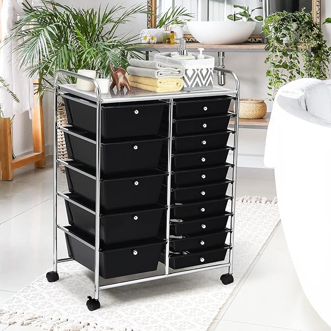 GOFLAME 15-Drawer Rolling Storage Cart, Craft Storage Cart - Image 9
