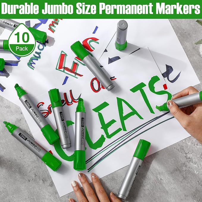 Fuutreo 10 Pack Jumbo Permanent Markers Bulk Large Chisel Tip Permanent Markers - Image 7