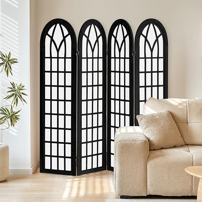 Asnefeli Room Divider 4 Panel, Japanese Shoji Privacy Screen by Unknown