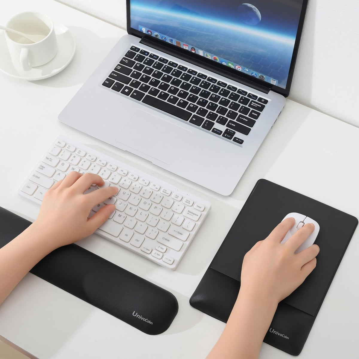 UnivoColors Design-Wave Set of Keyboad Wrist Rest & Mouce Pad,Artificial ...