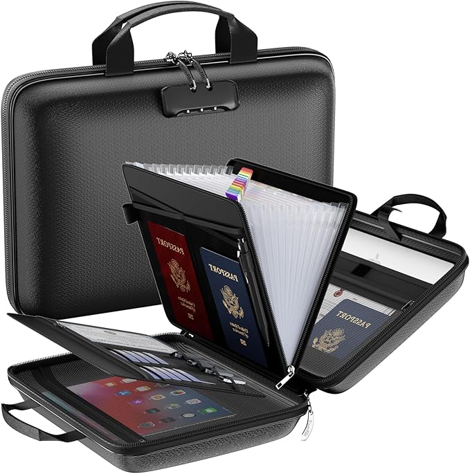 Fireproof File Organizer with Lock, Hard-Shell Case Fireproof Document Box with by Tamfile