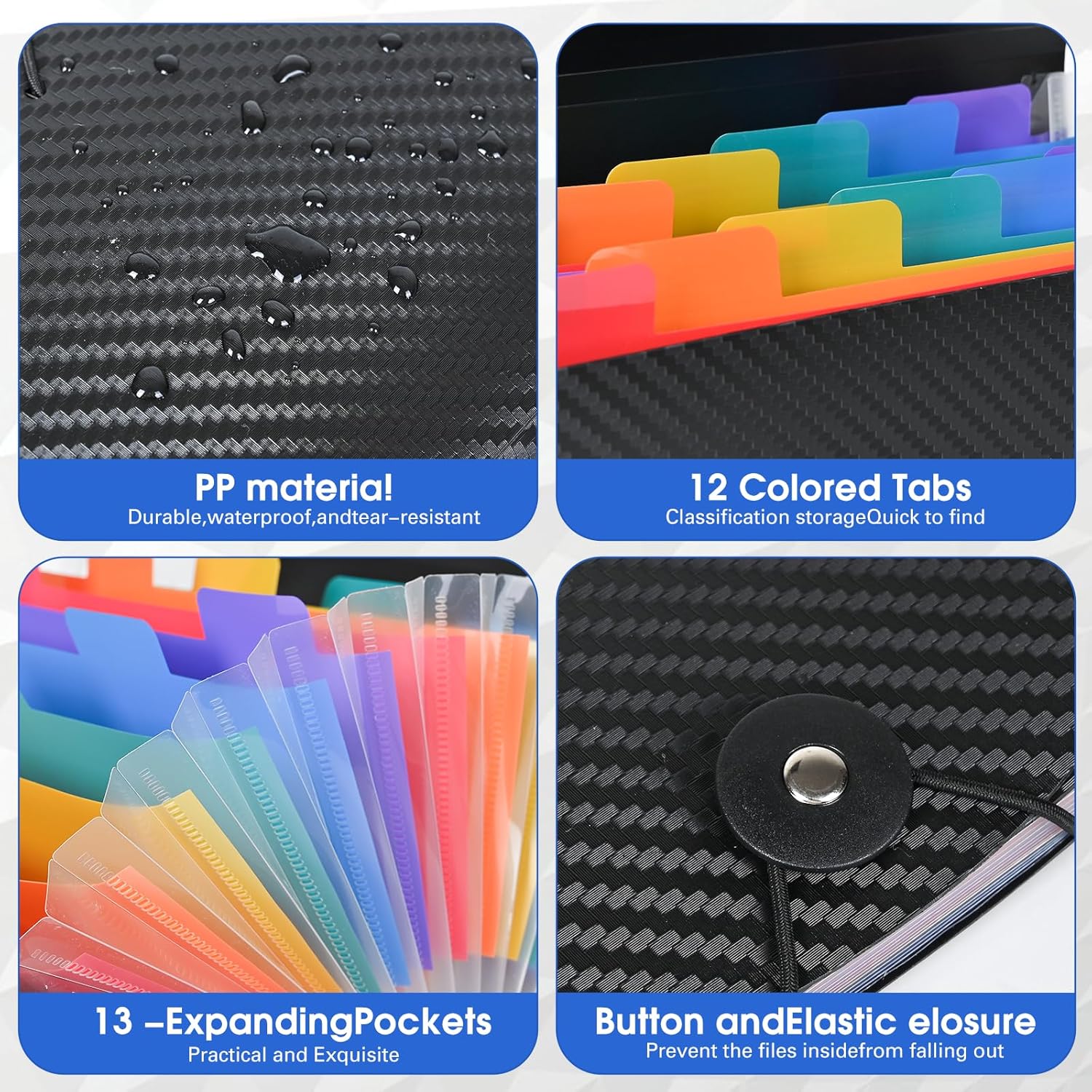 Cesil Accordion File Organizer, 13 Pocket Expanding File Folder | 10.2"x5.1" Small Receipt Organizer for Business, Coupon Document Holder, Portable Folder Organizer for Home Office School