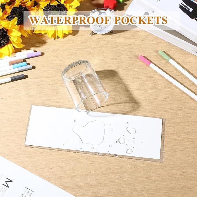 Jeyiour 100 Pcs Label Holders Adhesive Nameplate Pockets Storage Bin Labels - Image 6