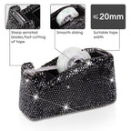 Bling Crystal Luxury Handmade Diamond Desktop Tape Dispenser for Fashion Girls Women (Black)