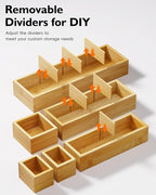 VA1KENE 12-Piece Bamboo Desk Drawer Organizer Set – Adjustable Storage Boxes - Image 2