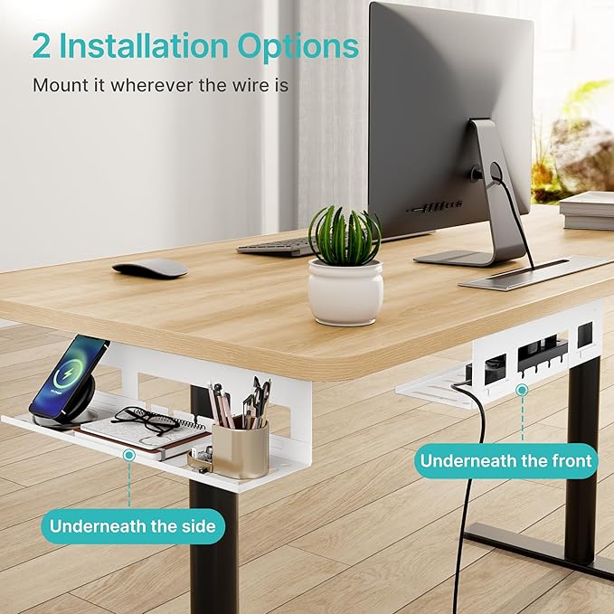PEGZONE Under Desk Cable Management Tray, 15.7 Inches Metal Cord Organizer Rack - Image 4