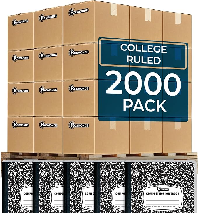 Rosmonde 2000 Pack Composition Notebooks Bulk, College Ruled, Full Pallet of by Rosmonde