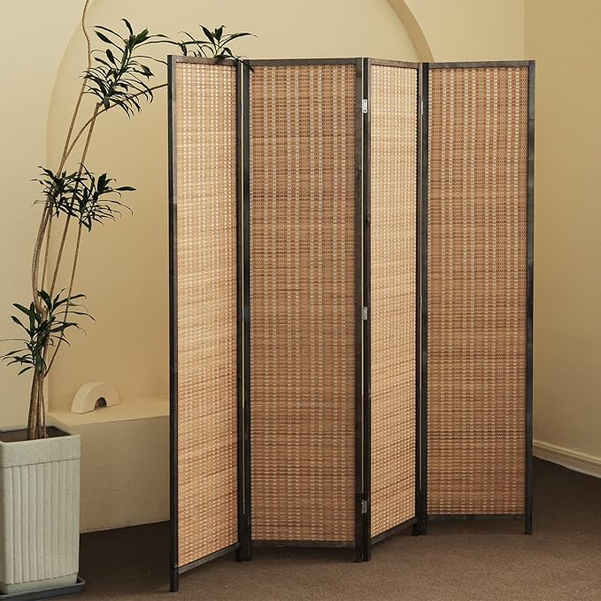 Furnnylane 4 Panel Bamboo Room Divider and Folding Panel Screen, Bamboo Panel by Furnnylane