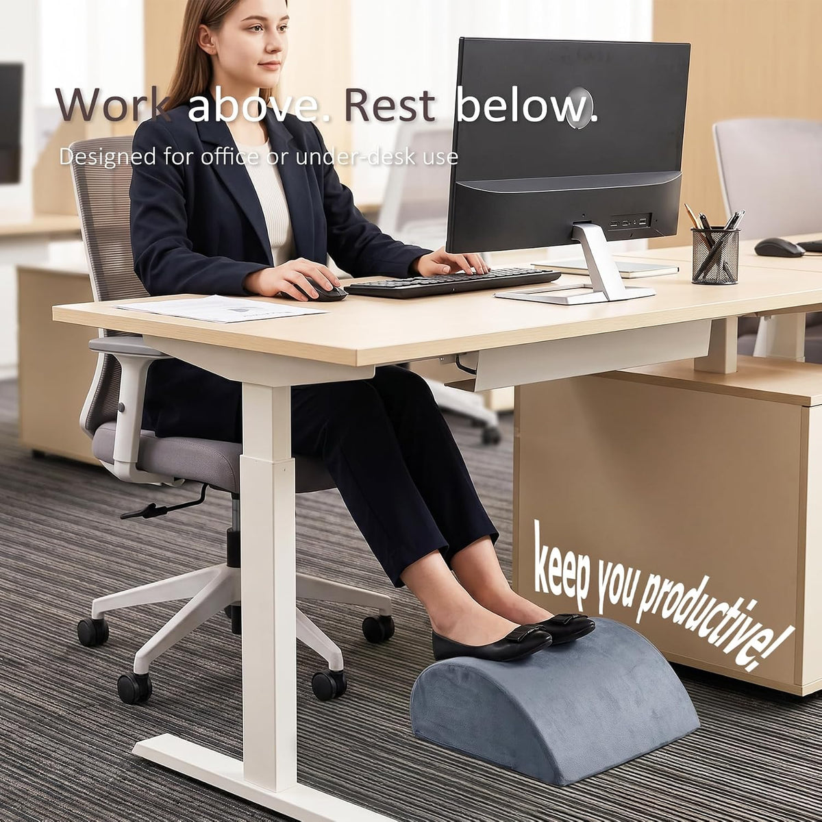 Foot Rest Under Desk, Non-Slip Footrest with 3 Adjustable Heights for Under D...
