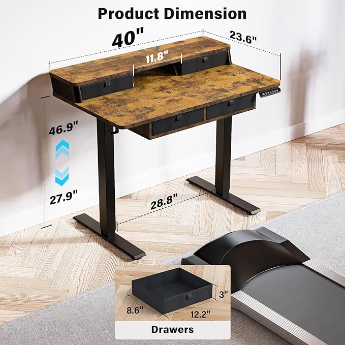 Kingant 40 x 24 Inch Electric Standing Desk - Image 2