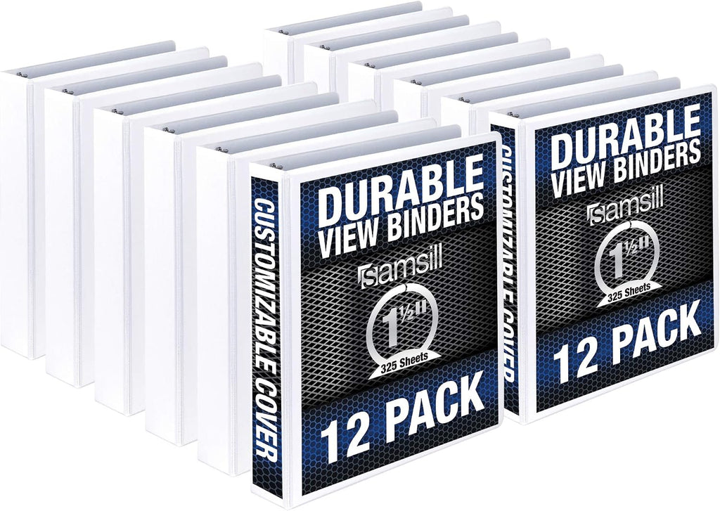 Samsill Durable 1.5 Inch Binder, Made in The USA, Round Ring Customizable Clear