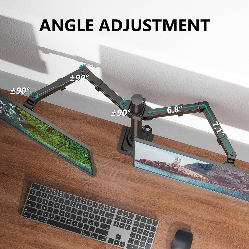 wali articulating dual monitor stand for 13-32 inch, side view