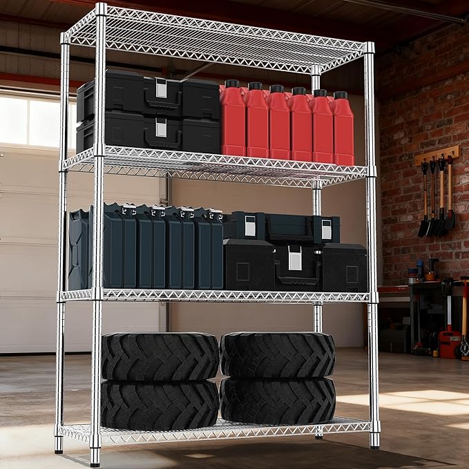 M MZG 4 Tiers Shelf Metal Storage Shelves 2640 lbs Steel Storage Shelving - Image 2