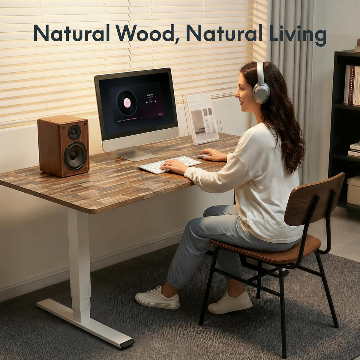 FLEXISPOT Acacia Solid Wood 55"x28" Butcher Block Desktop, Walnut