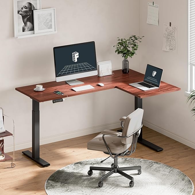 FLEXISPOT 63 inch L-Shaped Standing Desk, Electric Height Adjustable Desk - Image 2