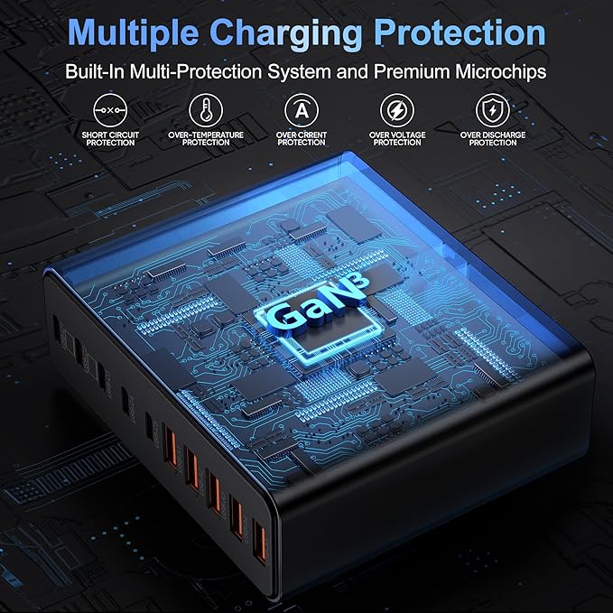 750W USB C Charger Block, 10-Port Charging Station GaN Fast Charging Type C & - Image 5