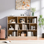 Cozy Castle Oak Bookshelf, 3-Tier Open Shelf Bookcase, 10 Cube Storage Organizer - Image 4