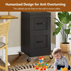 2 drawer rolling metal file cabinet with lock,narrow on a desk or shelf