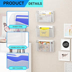 GDINDINFAN Single Pocket Wall File Holder, Mesh Hanging File Folder Paper - Image 4