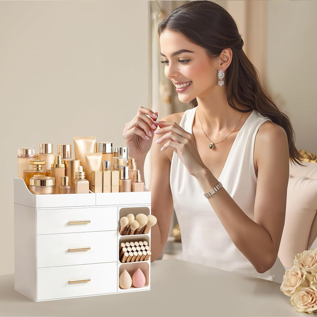hblife makeup organizer countertop with brush holder,large bathroom, package contents