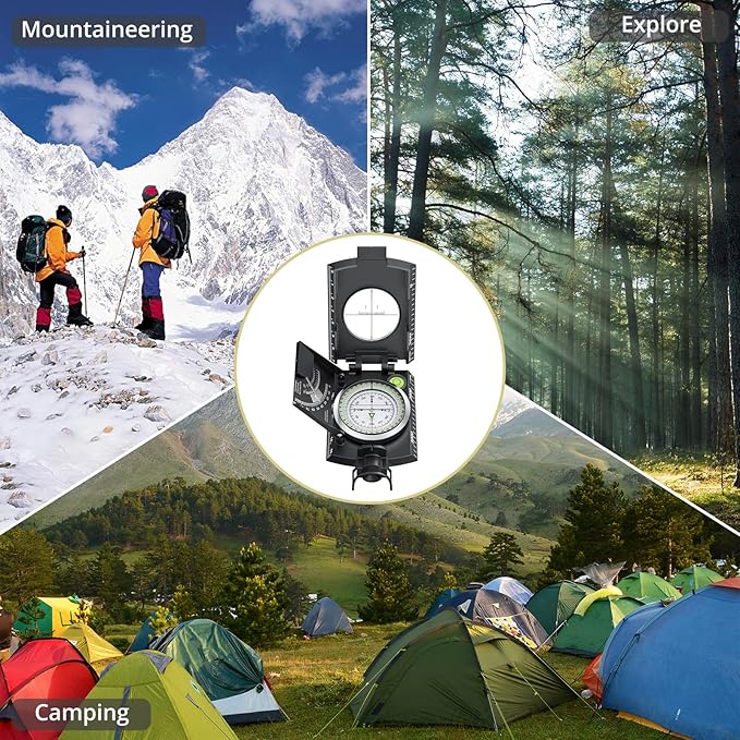 Anbte Compass Hiking Survival, IP65 Waterproof Metal Compass - Image 8