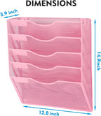 EASEPRES Magnetic 5 Pocket Mesh Hanging File Organizer, Wall Mounted Mail Paper - Image 3