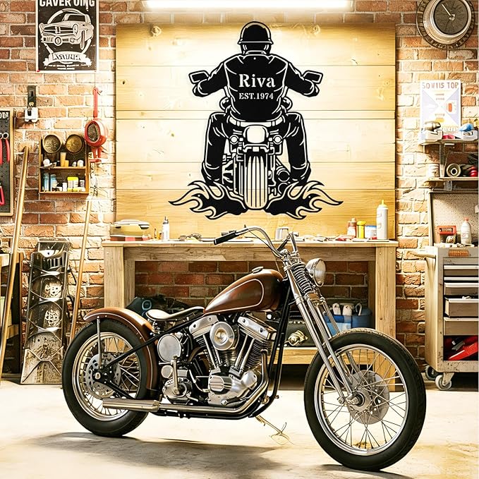 Custom Motorcycle Metal Signs Personalized Biker Name Sign Custom Garage Decor - Image 2
