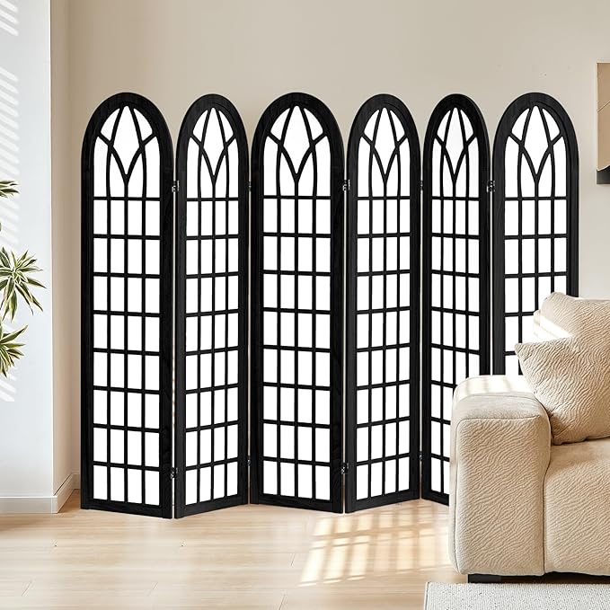 Asnefeli 6 Panel Japanese Room Divider, Shoji Style Partition Divider, Fully by AsNefeli