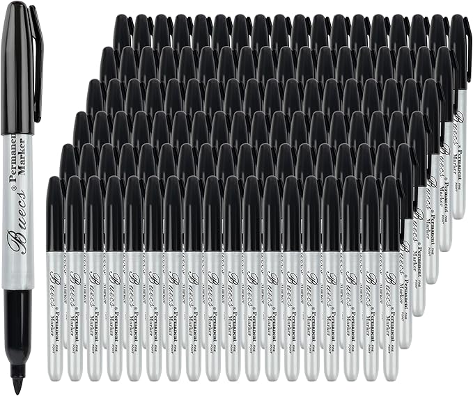 Buecs Permanent Markers, Fine Point, Waterproof & Smear Proof Markers, Quick by Buecs