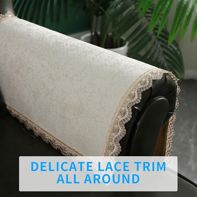 MINJIATEX Couch arm Covers, Non-Slip lace Sofa arm Covers Set of 2 Washable - Image 2