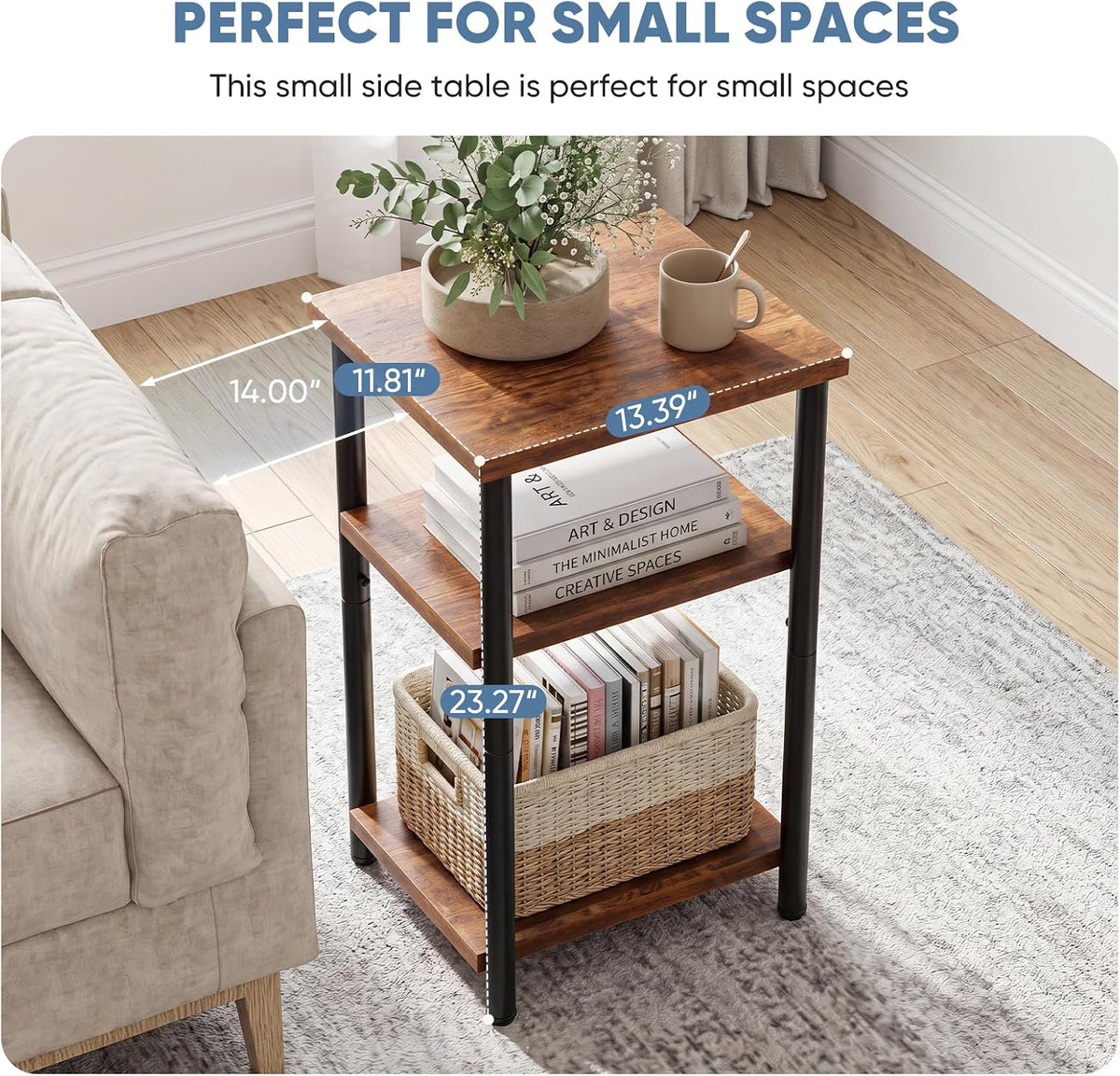DUMOS End Tables Set of 2, Small Side Table, Nightstand for Small Spaces