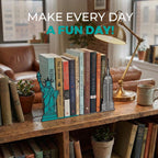 NYC Bookends with Statue of Liberty and Empire State Building Design - Steel with Epoxy Coating - Decorative Pair of Book Holders for Shelves, Desk, and Office - Geguton