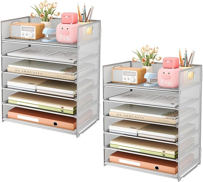 Subekyu 6-Tier Desk Paper Organizer, Desktop File Letter Tray by SUBEKYU