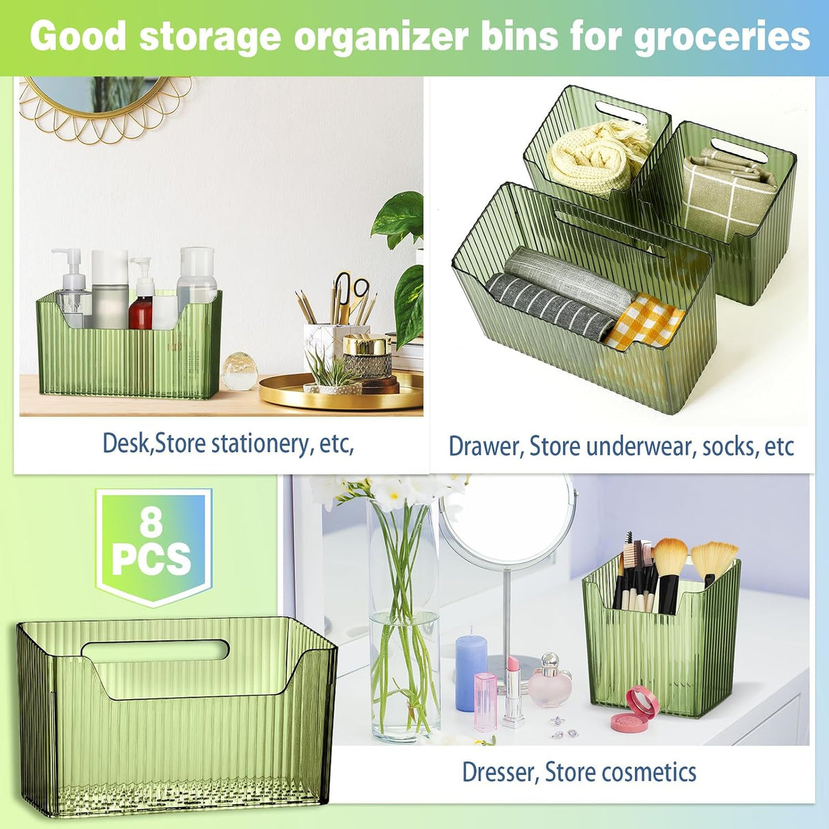 SiliFine 8 Pcs Cabinet Door Organizer Bin Wall Mount Organizer,3.94''...