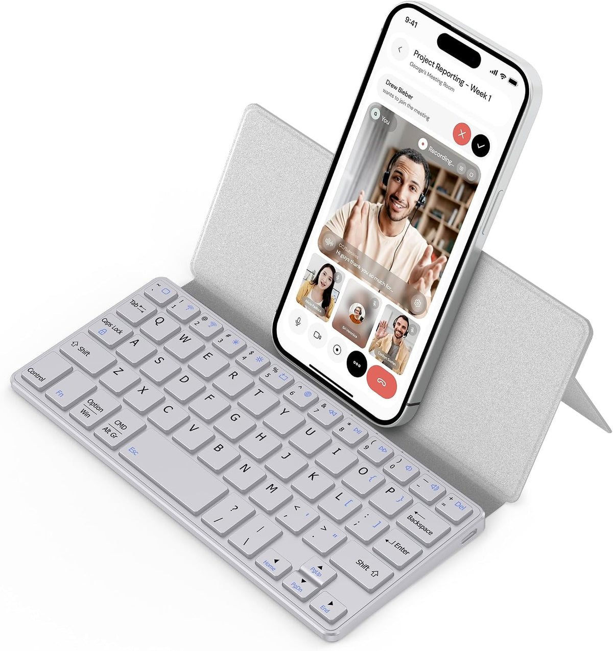 CACOE Wireless Keyboard with Stand, Mini Keyboard for Cell Phone, Ultra-Slim ...