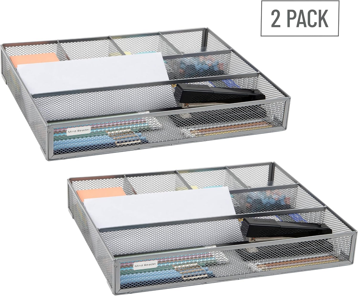 Mind Reader 6-Compartment Drawer Organizer, Metal Mesh Desk Organizer for Off...