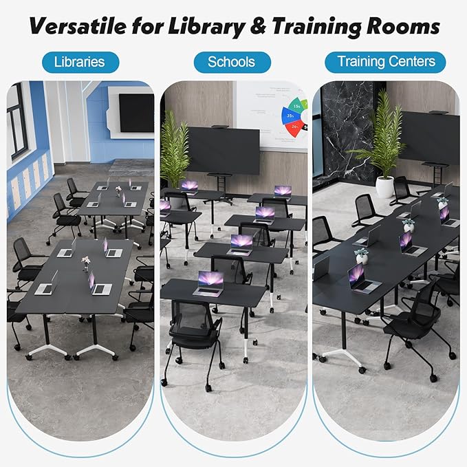 Goakwwuz Conference Room Table, Folding Conference Tables, Thicken Grey Tabletop - Image 7