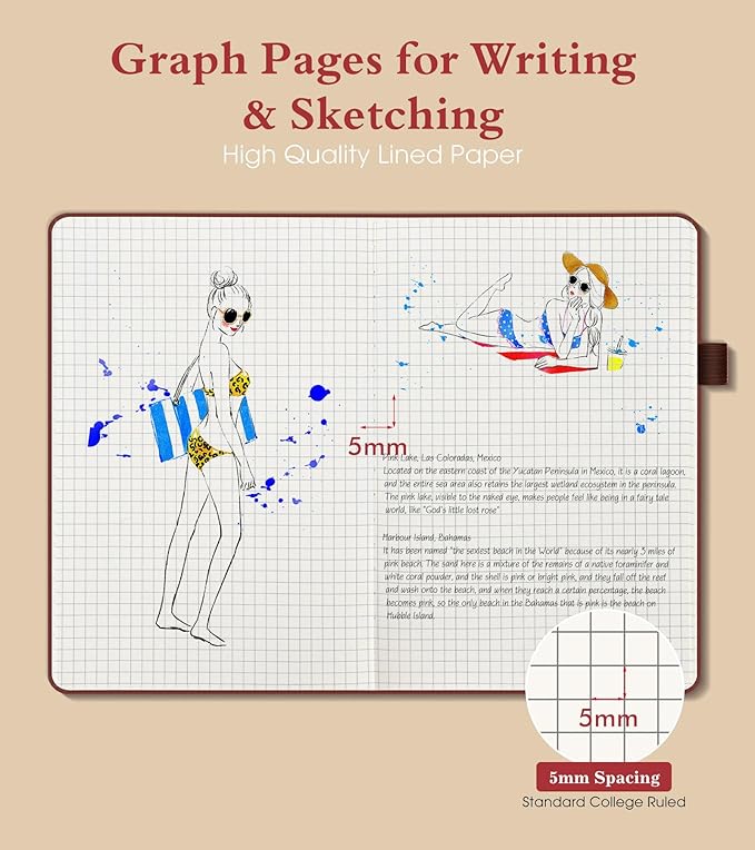 PAIBAS Graph Notebook for Women Men, 160 Pages Grid Paper, Graphing Notebooks - Image 3