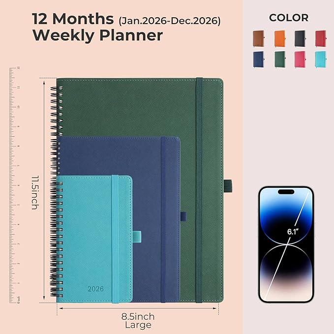 IN-LUXPRO Planner 2026 Daily Weekly and Monthly, 11.5"x8.5", 12 Months Spiral - Image 2