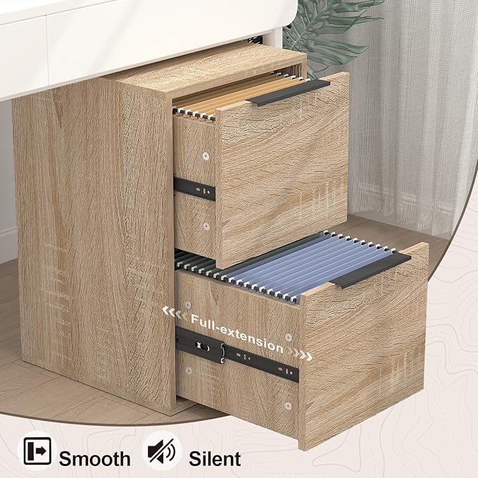FATIGOS Wood File Cabinet 2 Drawer Filing Cabinets - Image 4