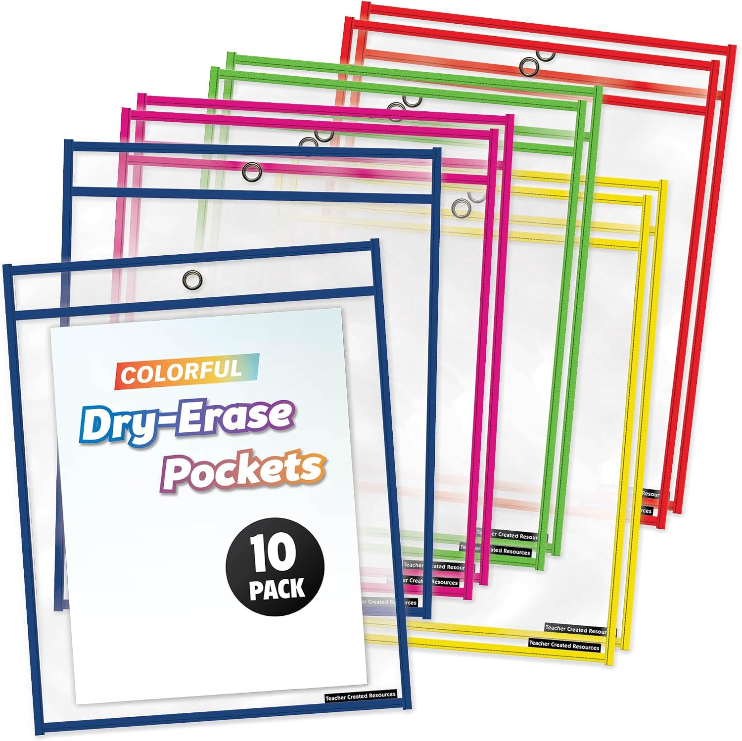 Teacher Created Resources Colorful Dry-Erase Pockets - 10 Pack (TCR77522)