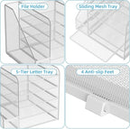Marbrasse Desk Organizers and Accessories, 5-Tier Paper Letter Tray Organizer - Image 4