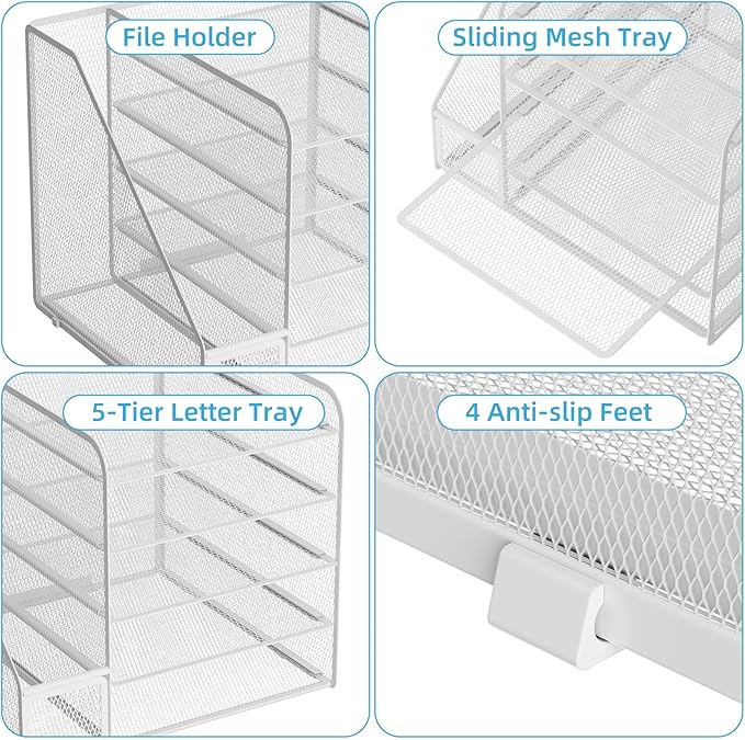 Marbrasse Desk Organizers and Accessories, 5-Tier Paper Letter Tray Organizer - Image 4