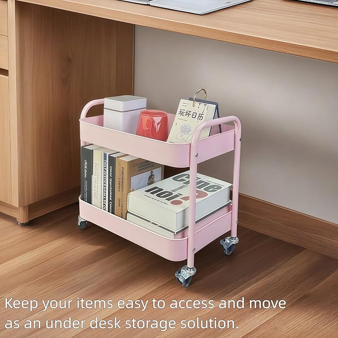 LIWNYRK 2 Tier Pink Rolling Cart - Image 6